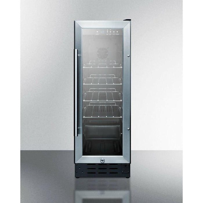 Summit 12 in. Wide Beverage Center with Glass Door, Factory Installed Lock, Adjustable Chrome Shelving, Digital Thermostat and Display - SCR1225B