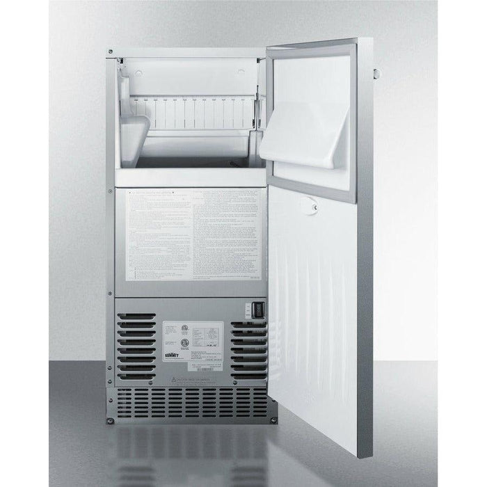 Summit 15 in. Outdoor Icemaker with 62 lbs. Daily Production, Clear Ice and Frost-Free Operation in Panel Ready - BIM68OSGDR