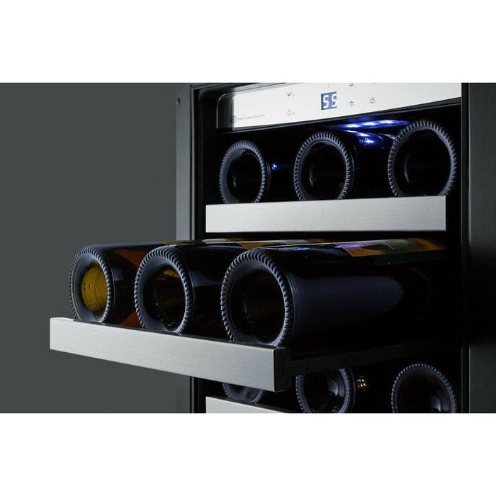 Summit 15 in. Wide Built-In Wine/Beverage Center with 34 Bottle Capacity, Glass Door, 5 Extension Wine Racks, Digital Control, LED Light - CL151WBV