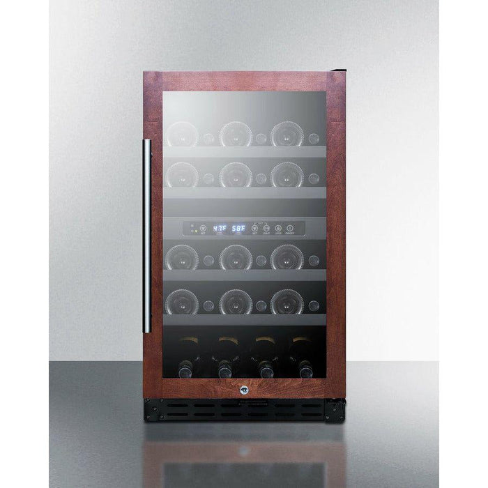 Summit 18 in. Wide Built-In Wine Cellar, ADA Compliant with 28 Bottle Capacity, Right Hinge, Glass Door, With Lock, 4 Extension Wine Racks, Digital Control, LED Light, Compressor Cooling, ETL Approved, Digital Thermostat, Automatic Defrost - SWC182Z