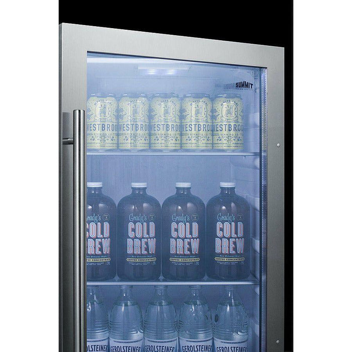 Summit 19 in. Shallow Depth Indoor/Outdoor Beverage Cooler with 3.13 cu. ft. Capacity Reversible Door, Lock, 3 Shelves , Adjustable Glass Shelves, LED Lighting, Digital Thermostat, Factory Installed Lock, CFC Free, Commercially Approved - SPR489OS