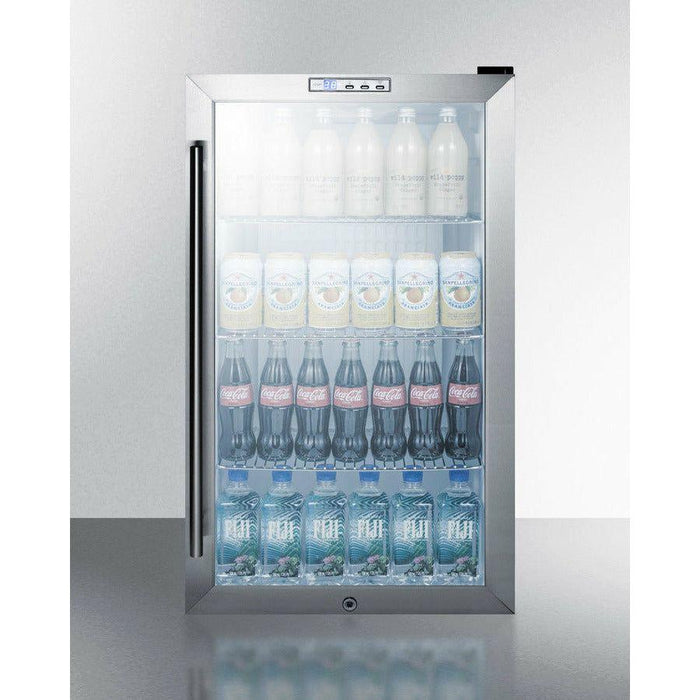 Summit 19 in. Wide Built-In Beverage Center with 3.35 cu. ft. Capacity, 4 Adjustable Wire Shelves, LED Lighting, Digital Thermostat, Door Lock - SCR486L