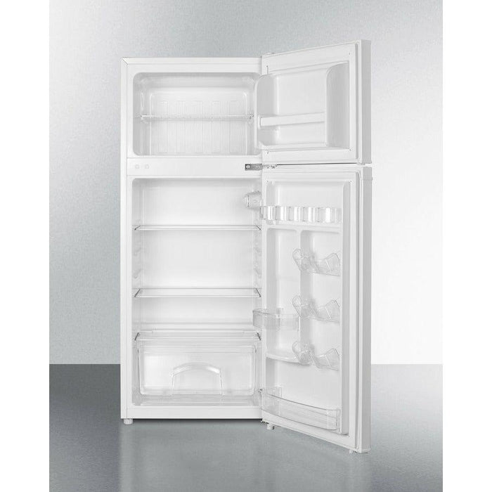 Summit 19 in. Wide Refrigerator-Freezer with 4.5 cu. ft. Total Capacity, 2 Glass Shelves with Reversible Doors, Crisper Drawer, Cycle Defrost, ADA Compliant - CP72W