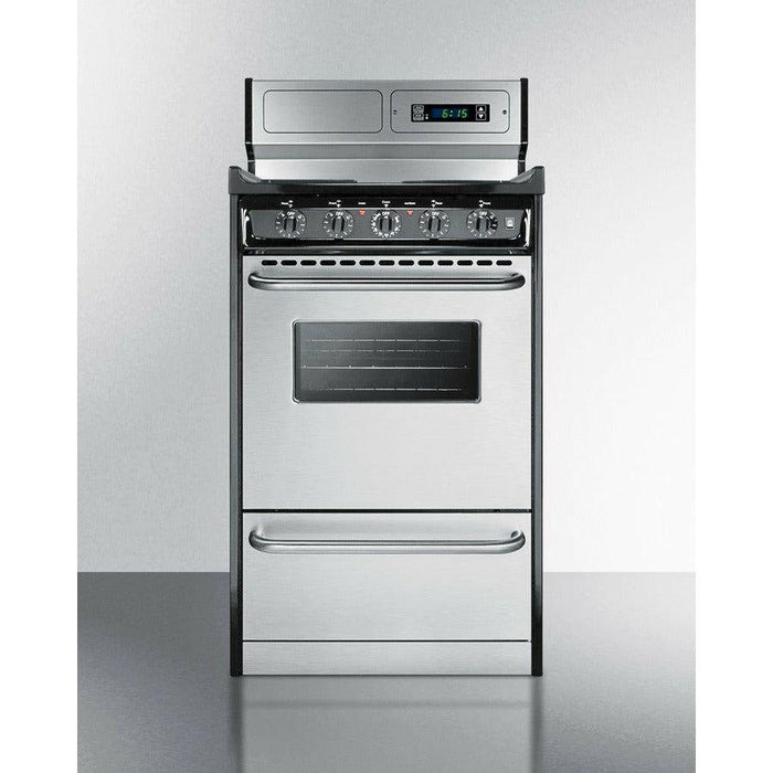 Summit 20 in. Wide Electric Coil Range with 4 Coil Elements, 2.46 cu. ft. Total Oven Capacity, Viewing Window, Storage Drawer, Porcelainized Cooking Surface - TEM130BKWY