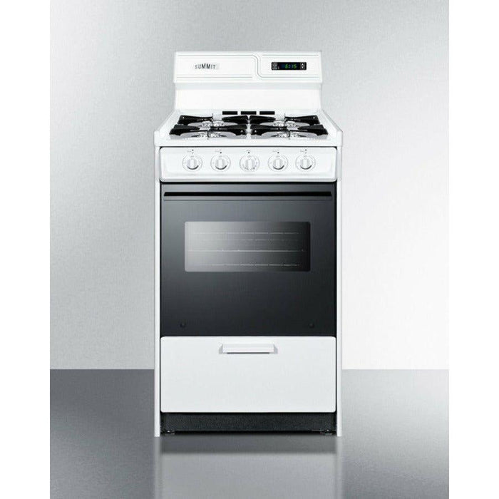 Summit 20 in. Wide Gas Range with Natural Gas, 4 Open Burners, 2.46 cu. ft. Total Oven Capacity, Viewing Window, Broiler Drawer - WNM1307