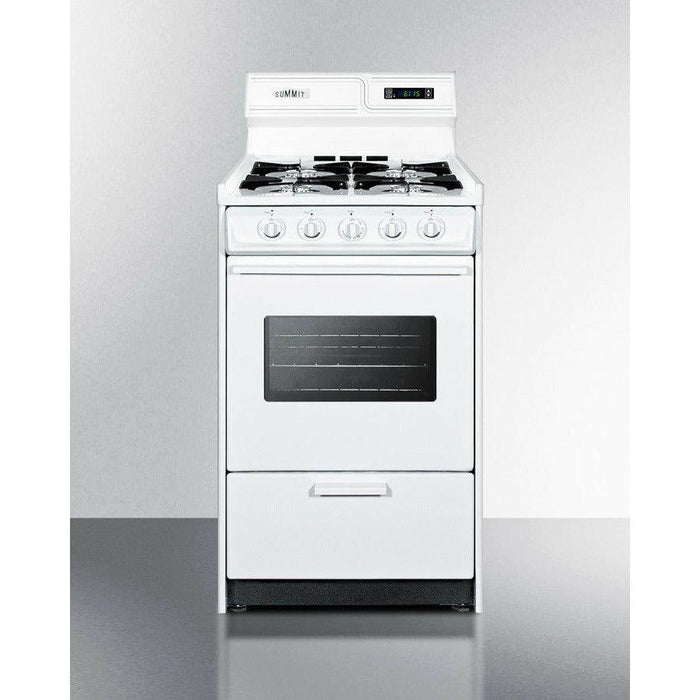 Summit 20 in. Wide Gas Range with Natural Gas, 4 Open Burners, 2.46 cu. ft. Total Oven Capacity, Viewing Window, Broiler Drawer - WNM1307