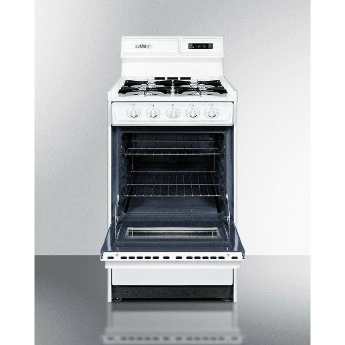 Summit 20 in. Wide Gas Range with Natural Gas, 4 Open Burners, 2.46 cu. ft. Total Oven Capacity, Viewing Window, Broiler Drawer - WNM1307