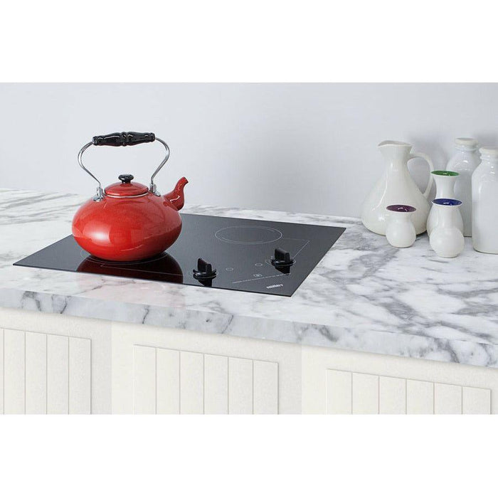 Summit 21 in. Wide 230V 2-Burner Radiant Cooktop with 2 Elements, Hot Surface Indicator, ADA Compliant, ETL Safety Listed, Glass Ceramic Surface, Push-to-Turn Knobs, ETL, Residual Heat Indicator Light in Black - CR2B223G