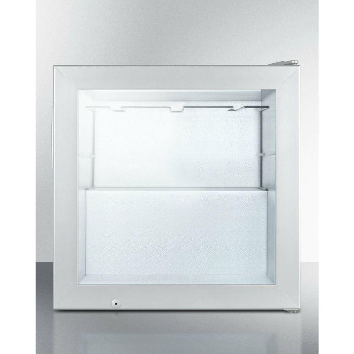 Summit 24 in. Compact Vodka Freezer with Ceiling Rack, Removable Shelves, Self-Closing Door, Commercially Listed, Glass Door, Stainless Steel Cabinet - SCFU386CSSVK