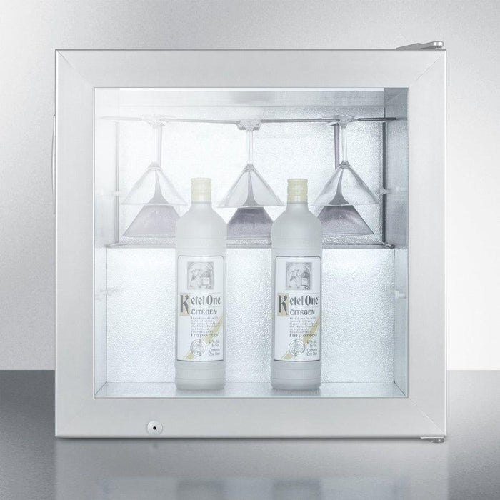 Summit 24 in. Compact Vodka Freezer with Ceiling Rack, Removable Shelves, Self-Closing Door, Commercially Listed, Glass Door, Stainless Steel Cabinet - SCFU386CSSVK