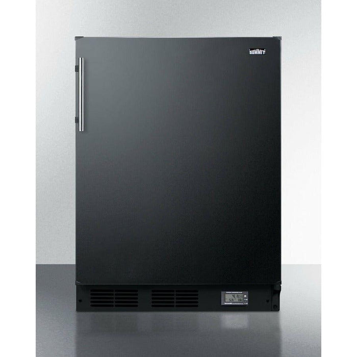 Summit 24 in. Counter Depth Compact Refrigerator with 5.1 cu. ft. Capacity,Cycle Defrost, ADA Compliant, Adjustable Glass Shelves, Adjustable Thermostat, CFC Free, High/Low Temperature Alarm, Hidden Evaporator in Black - BKRF663B