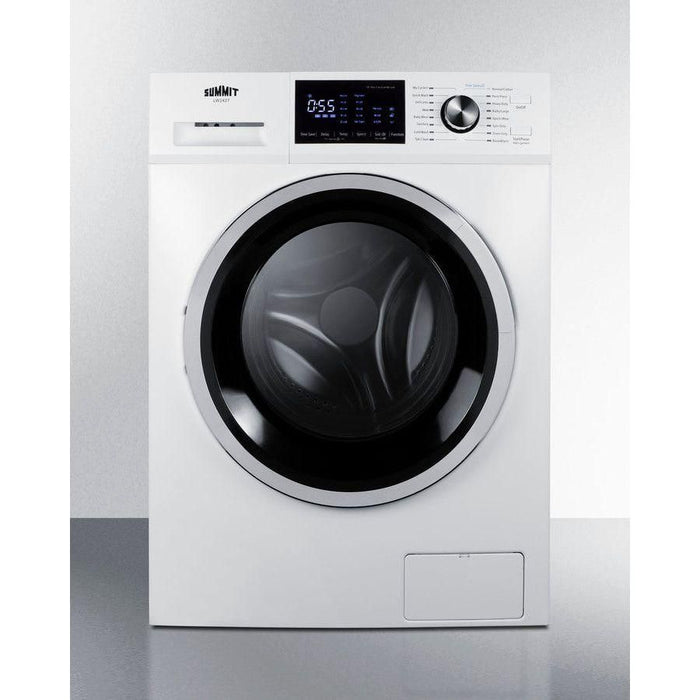 Summit 24 in. Wide 110-120V Compact Front Load Washer with 2.7 cu. ft. Capacity, 15 Wash Cycles, Stainless Steel Drum, Child Lock in White - LW2427