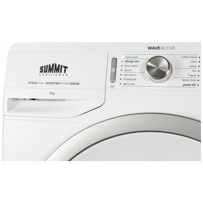 Summit 24 in. Wide 208-240V Washer with 2.3 Cu. Ft. Capacity, Slim-Fitting Design, Stainless Steel Tub, 14 Wash Settings, Delay Start, Standby Mode - SLW241W