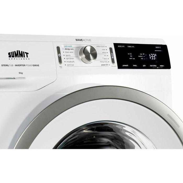 Summit 24 in. Wide 208-240V Washer with 2.3 Cu. Ft. Capacity, Slim-Fitting Design, Stainless Steel Tub, 14 Wash Settings, Delay Start, Standby Mode - SLW241W