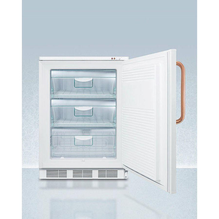 Summit 24 in. Wide All-Freezer with Antimicrobial Pure Copper Handle with 3.5 cu. ft. Capacity, Right Hinge, Manual Defrost, Approved for Medical Use, Factory Installed Lock, CFC Free - VT65MLTBC