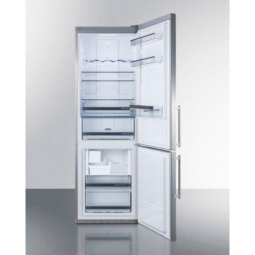 Summit 24 in. Wide Bottom Freezer Refrigerator With Icemaker - FFBF249SSIM