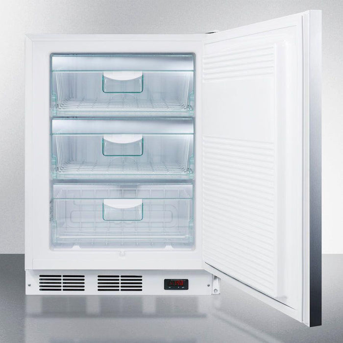 Summit 24 In. Wide Built-In All-Freezer with 3.5 cu. ft. Capacity, Right Hinge, Manual Defrost, ADA Compliant, Approved for Medical Use - VT65ML7BISS