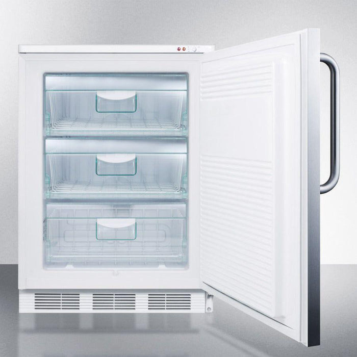 Summit 24 In. Wide Built-In All-Freezer with 3.5 cu. ft. Capacity, Right Hinge, Manual Defrost, Approved for Medical Use, CFC Free, Adjustable Thermostat - VT65MLBISS