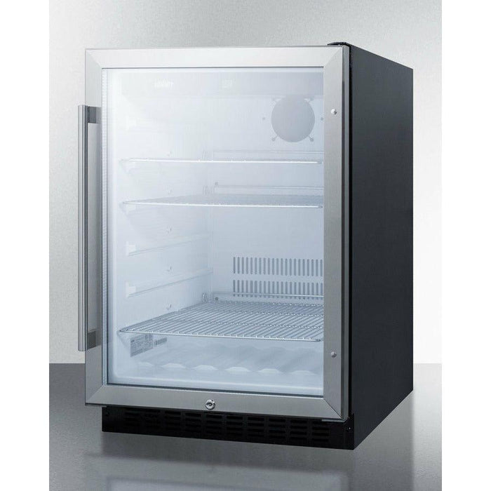 Summit 24 in. Wide Built-In Beverage Center with Glass Door, 3 Adjustable Chrome Shelves, Automatic Defrost, Digital Thermostat - SCR2464