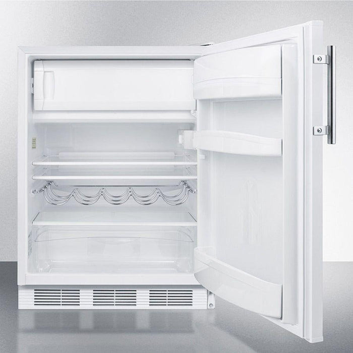 Summit 24 in. Wide Built-In Refrigerator-Freezer, ADA Compliant with 5.1 cu. ft. Capacity, 2 Glass Shelves, Right Hinge with Reversible Doors, Crisper Drawer, Cycle Defrost, ADA Compliant, Adjustable Glass Shelves - CT661WBIADA