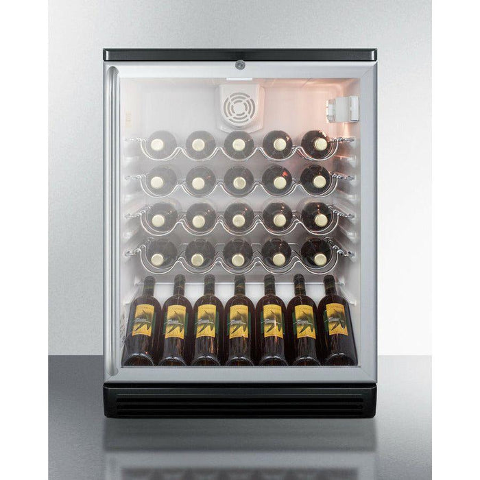 Summit 24 in. Wide Built-In Wine Cellar with 36 Bottle Capacity, Right Hinge, Glass Door, With Lock, 4 Adjustable Wine Racks, Analog Control, LED Light, Compressor Cooling, ETL Approved, CFC Free - SWC6GBLBI