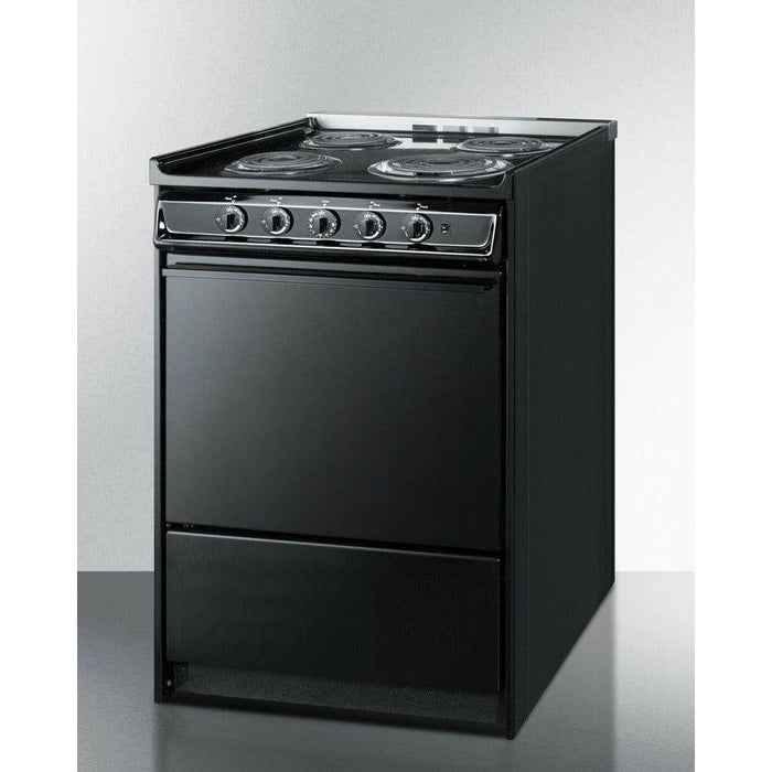 Summit 24 in. Wide Electric Coil Range with 4 Elements, 2.92 cu. ft. Total Oven Capacity, Storage Drawer, ADA Compliant, Storage Drawer - TEM610CR