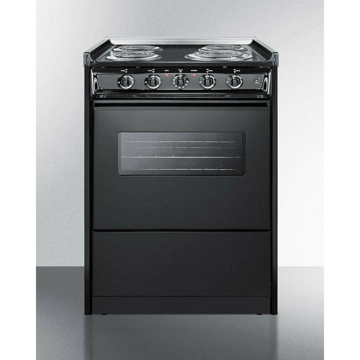 Summit 24 in. Wide Electric Coil Range with 4 Elements, 2.92 cu. ft. Total Oven Capacity, Storage Drawer, ADA Compliant, Storage Drawer - TEM610CRW