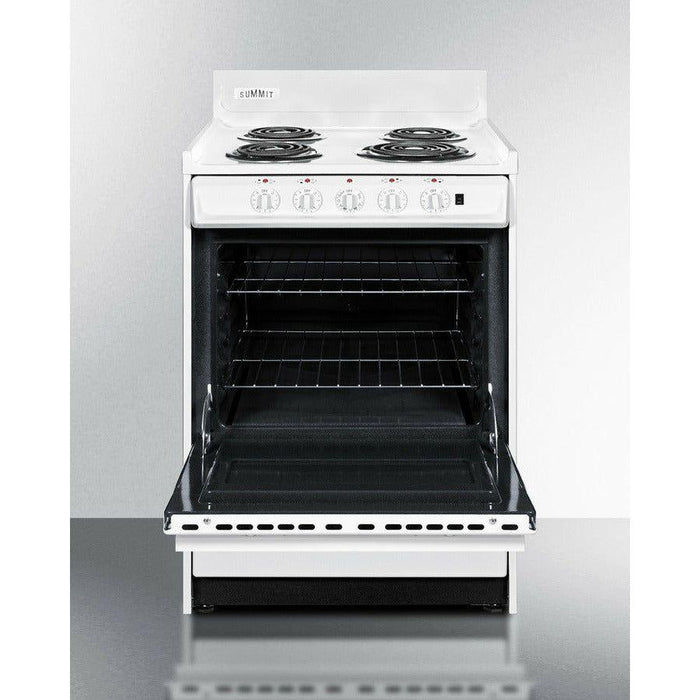 Summit 24 in. Wide Electric Coil Top Range with 4 Coil Elements, 2.92 cu. ft. Total Oven Capacity, Storage Drawer - WEM6171Q