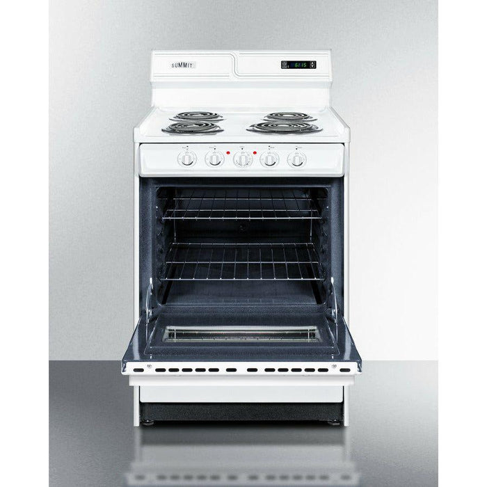 Summit 24 in. Wide Electric Coil Top Range with 4 Coil Elements, 2.92 cu. ft. Total Oven Capacity, Viewing Window, Storage Drawer - WEM630