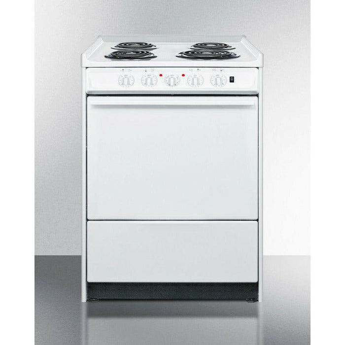 Summit 24 in. Wide Electric Coil Top Range with 4 Elements, 2.92 cu. ft. Total Oven Capacity, Storage Drawer, ADA Compliant, Storage Drawer - WEM610R