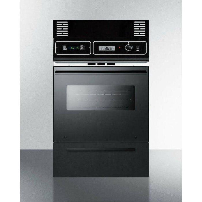 Summit 24 in. Wide Gas Wall Oven with Removable Door, Electronic Ignition, LP Conversion, Porcelain Interior, Lower Broiler, Digital Clock - TTM7212KW