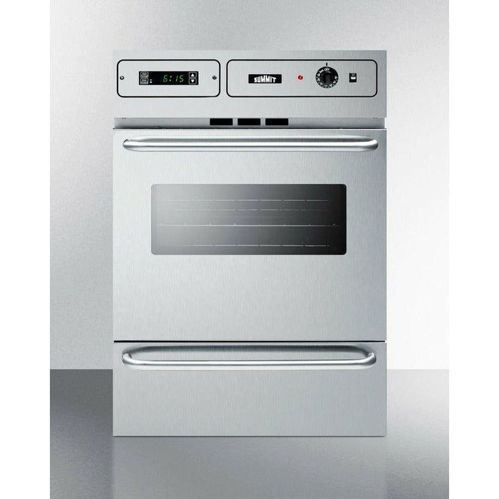 Summit 24 in. Wide Gas Wall Oven with Removable Door, LP Conversion, Electronic Ignition, Porcelain Interior, Lower Broiler, Digital Clock - TTM7212