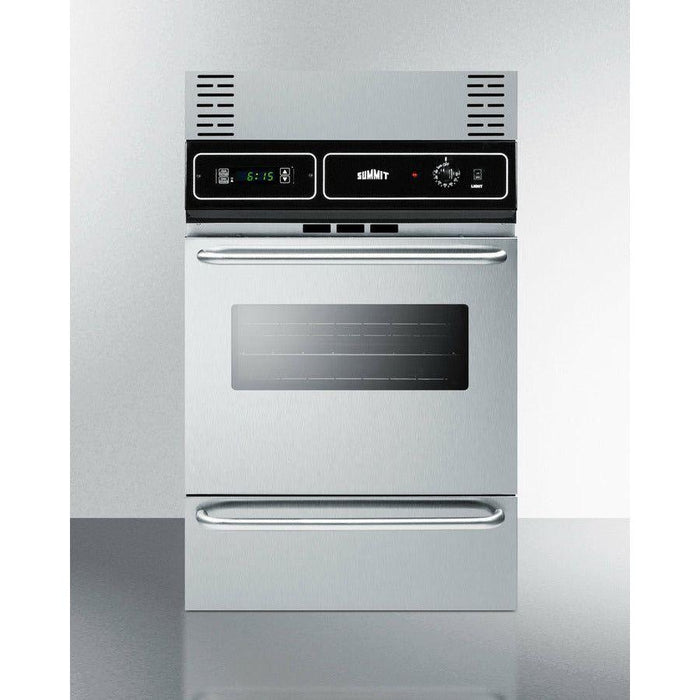 Summit 24 in. Wide Gas Wall Oven with Removable Door, LP Conversion, Electronic Ignition, Porcelain Interior, Lower Broiler, Digital Clock - TTM7212