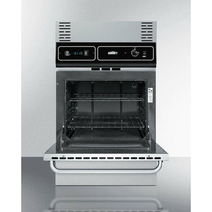 Summit 24 in. Wide Gas Wall Oven with Removable Door, LP Conversion, Electronic Ignition, Porcelain Interior, Lower Broiler, Digital Clock - TTM7212