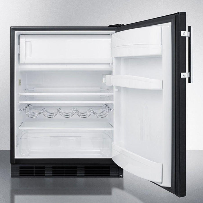 Summit 24 in. Wide Refrigerator-Freezer, ADA Compliant with 5.1 cu. ft. Capacity, 2 Glass Shelves, Right Hinge, Crisper Drawer, Cycle Defrost, ADA Compliant, Adjustable Glass Shelves, Adjustable Thermostat - CT663BKADA