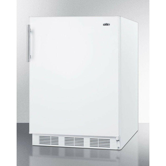 Summit 24 in. Wide Refrigerator-Freezer with 5.1 cu. ft. Capacity, 2 Glass Shelves, Right Hinge with Reversible Doors, Crisper Drawer, Cycle Defrost, CFC Free, Adjustable Glass Shelves, Adjustable Thermostat - CT661W