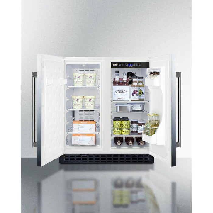 Summit 30 in. Side-by-Side Compact Refrigerator and Freezer with 5.4 Cu. ft. Capacity; LED lighting; Frost Free OPERATION - FFRF3075W