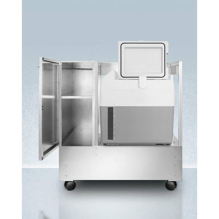 Summit 39 in. Stainless Steel Cart with Portable Refrigerator/Freezer - SPRF36CART