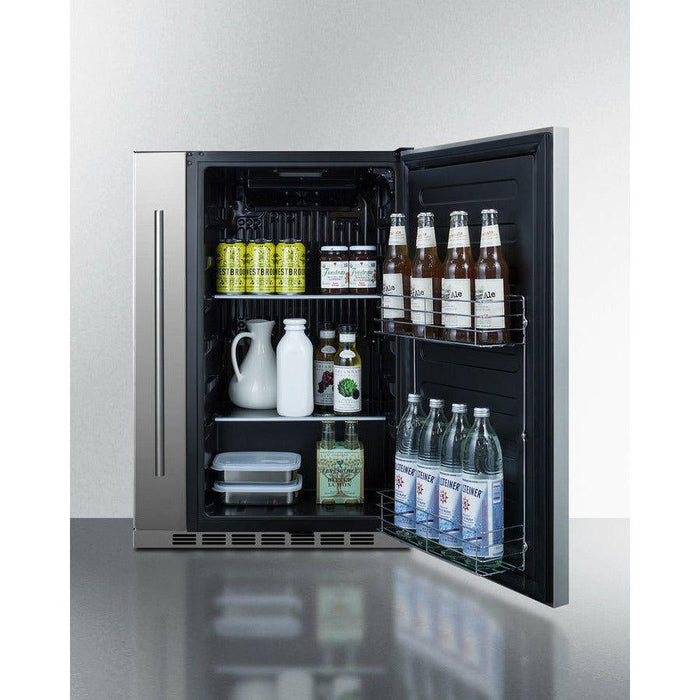 Summit Shallow Depth 24 in. Wide Outdoor Built-In All-Refrigerator With Slide-Out Storage Compartment - SPR196OS24