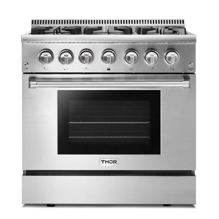 Thor Kitchen 2-Piece Pro Appliance Package - 36-Inch Dual Fuel Range & Premium Under Cabinet Hood in Stainless Steel