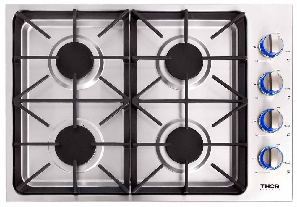 Thor Kitchen 30-Inch Professional Drop-In Gas Cooktop with Four Burners in Stainless Steel (TGC3001)