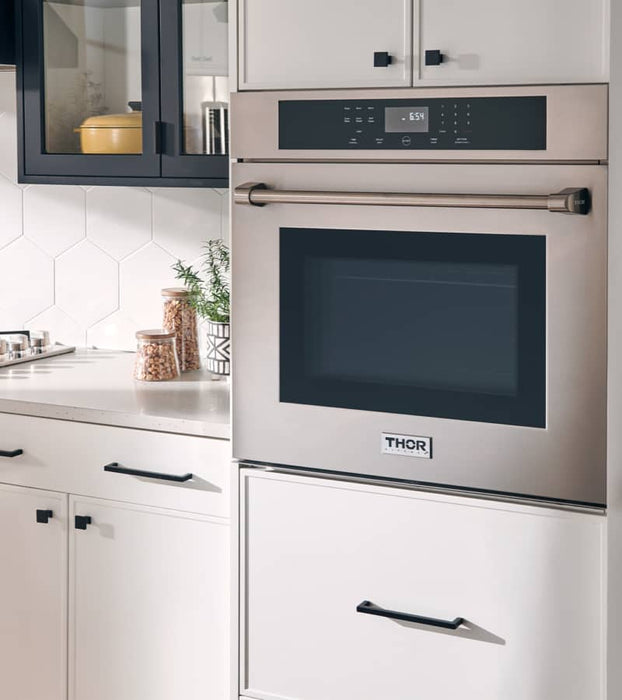 Thor Kitchen 2-Piece Appliance Package - 30-Inch Electric Wall Oven, and Microwave with Air Fryer in Stainless Steel