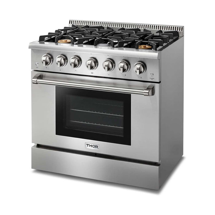 Thor Kitchen 36-Inch 5.2 cu. ft. Professional Gas Range in Stainless Steel (HRG3618U)