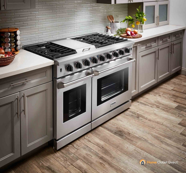 Thor Kitchen 48-Inch 6.8 cu. ft. Double Oven Gas Range in Stainless Steel (LRG4807U)