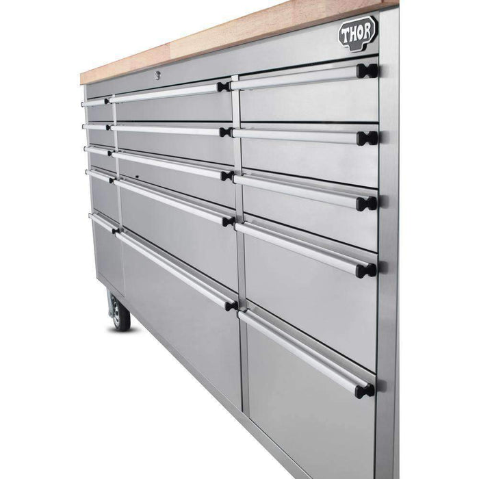 Thor Kitchen 72-Inch 15-Drawer Workbench, Stainless Steel (HTC7215M)