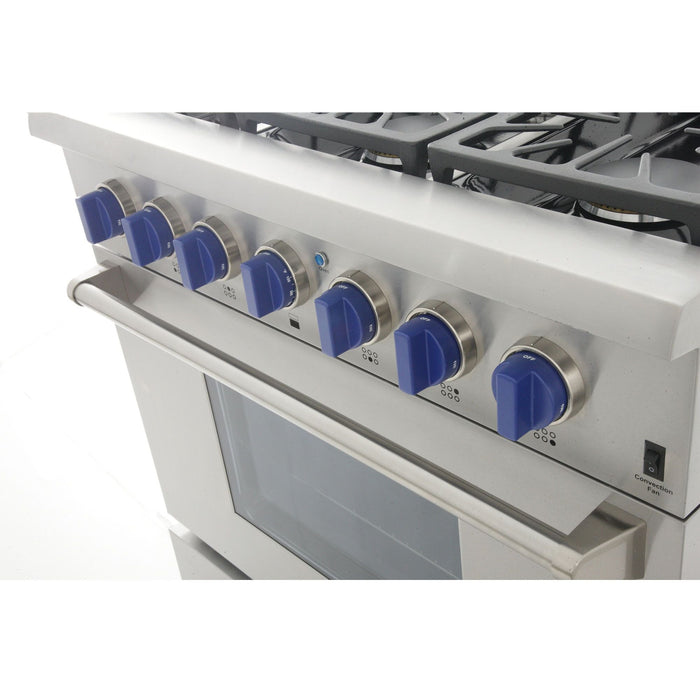 Kucht Professional 36 in. 5.2 cu ft. Propane Gas Range with Classic Silver Knobs, KRG3618U/LP-S